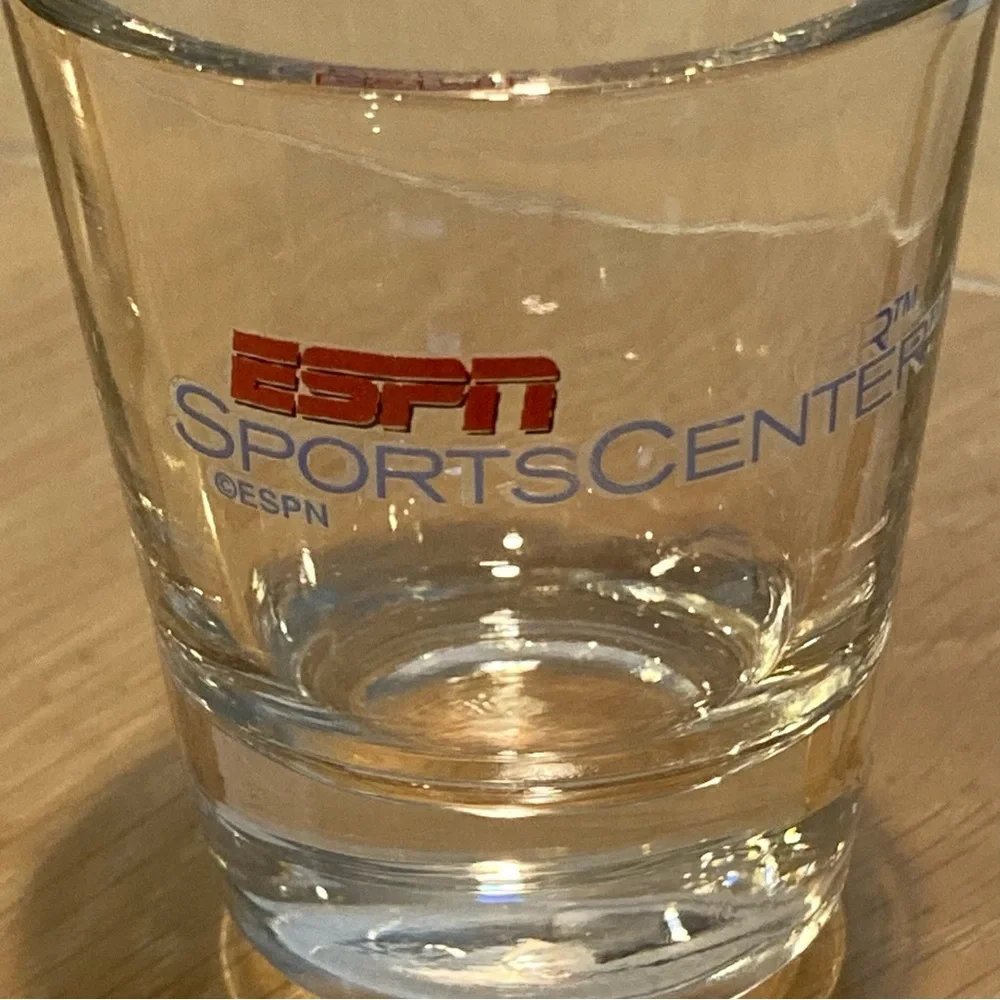 Vintage ESPN SPORTS CENTER Shot Glass 1990s. 2.5 inches tall.
